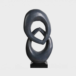 Two Rings #08 - Grey patina bronze sculpture with black granite base by Fp Art Collection - Fp Art Online