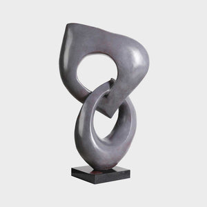 Two Rings #06 - Grey/red patina bronze sculpture with black granite base by Fp Art Collection - Fp Art Online