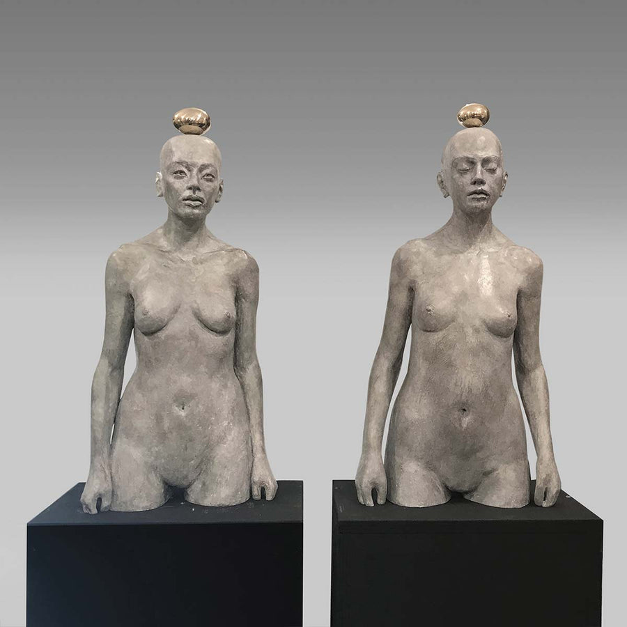 Two Women (couple)- Bronze sculpture by Marcolini Laura - Fp Art Online
