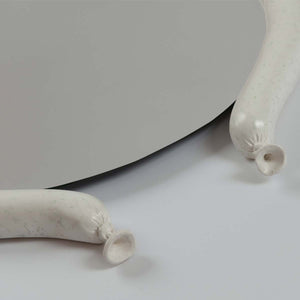 Weisswurst - Hand-modeled ceramic sculpture with mirror by Valenti Nicole - Fp Art Online