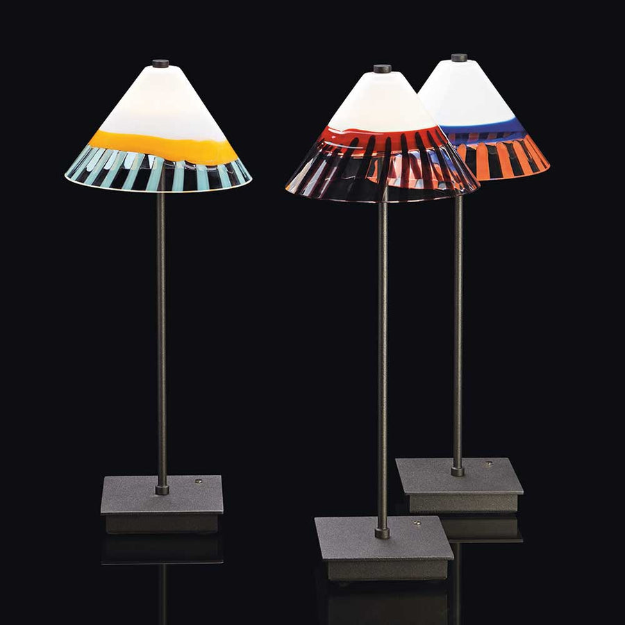Murano Wireless - Table lamp with a red/black mouth-blown murano glass shade by Moretti Carlo Venezia - Fp Art Online